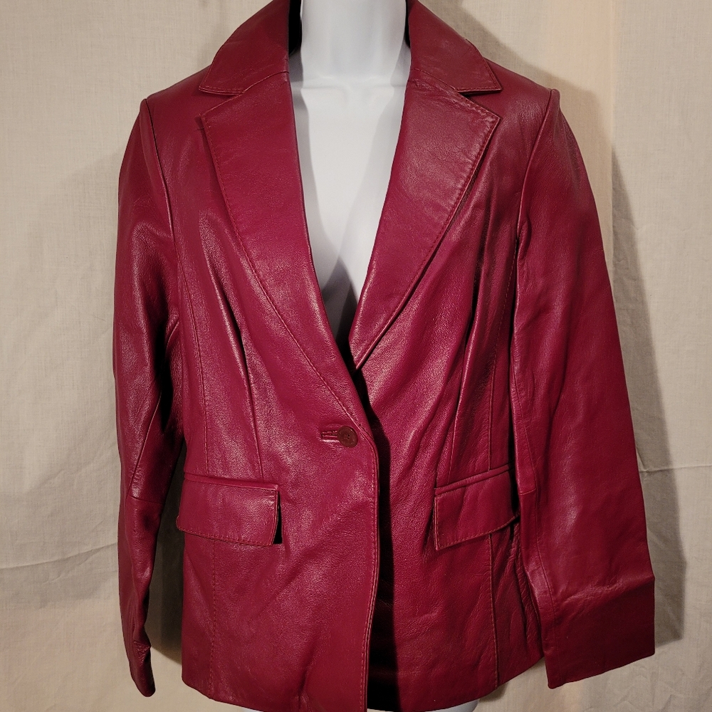 Wilsons Leather Pelle Studio Burgundy Leather Jacket